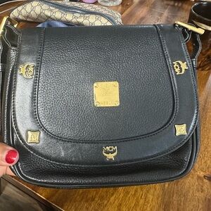 MCM Black Leather Crossbody Bag